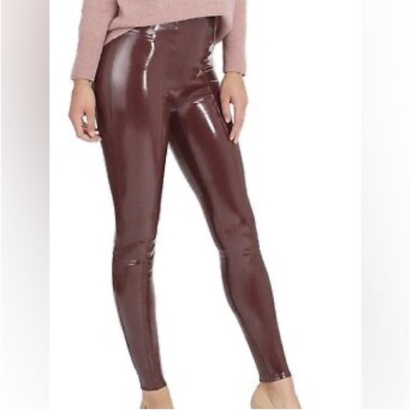 SPANX Pants - SPANX Medium Regular Leggings Faux Leather Patent Leggings in Ruby NWT
